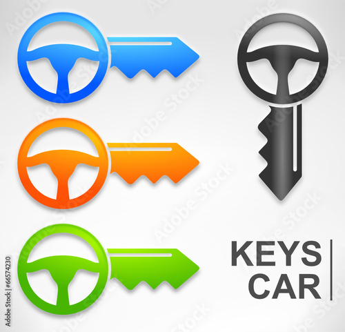 symbole clef de voiture 4 couleurs