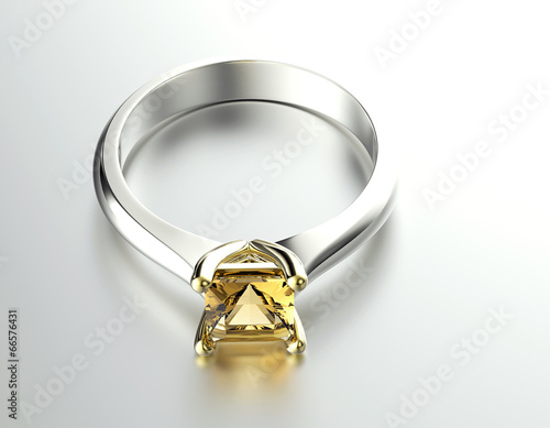 Golden Engagement Ring with Diamond or moissanite. Jewelry backg