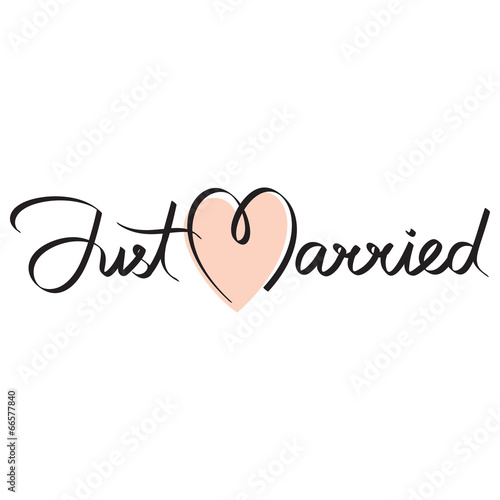 just married hand lettering calligraphy headline