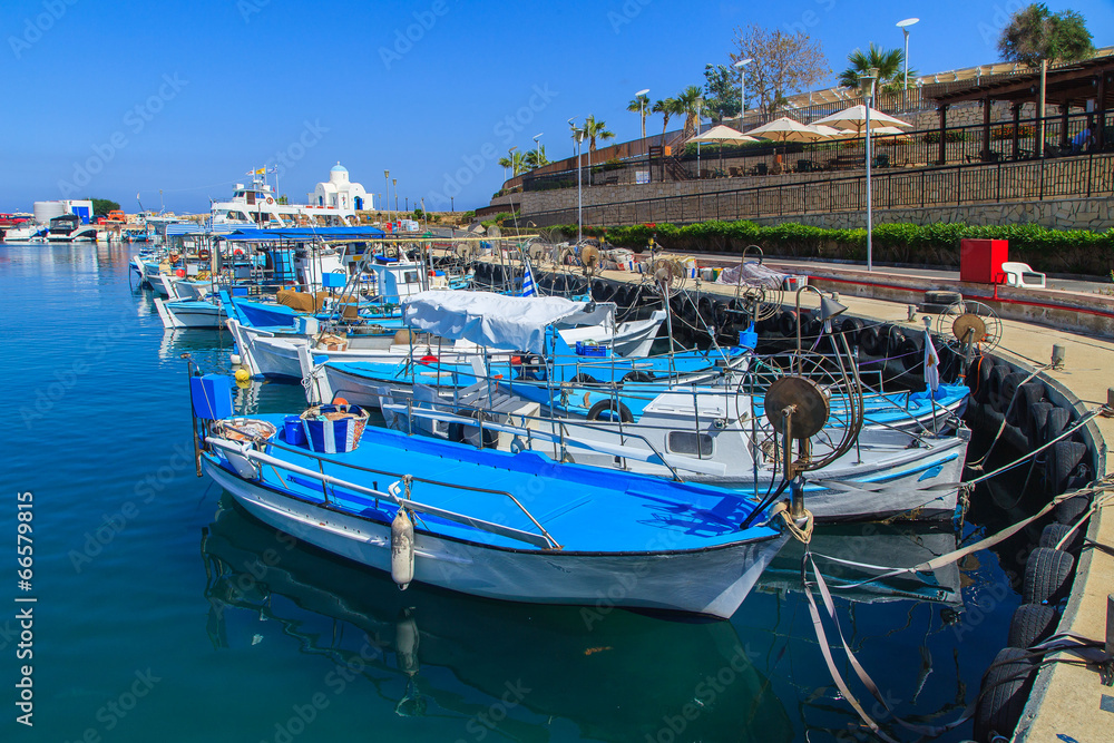Boats in a port of Paphos, Cyprus