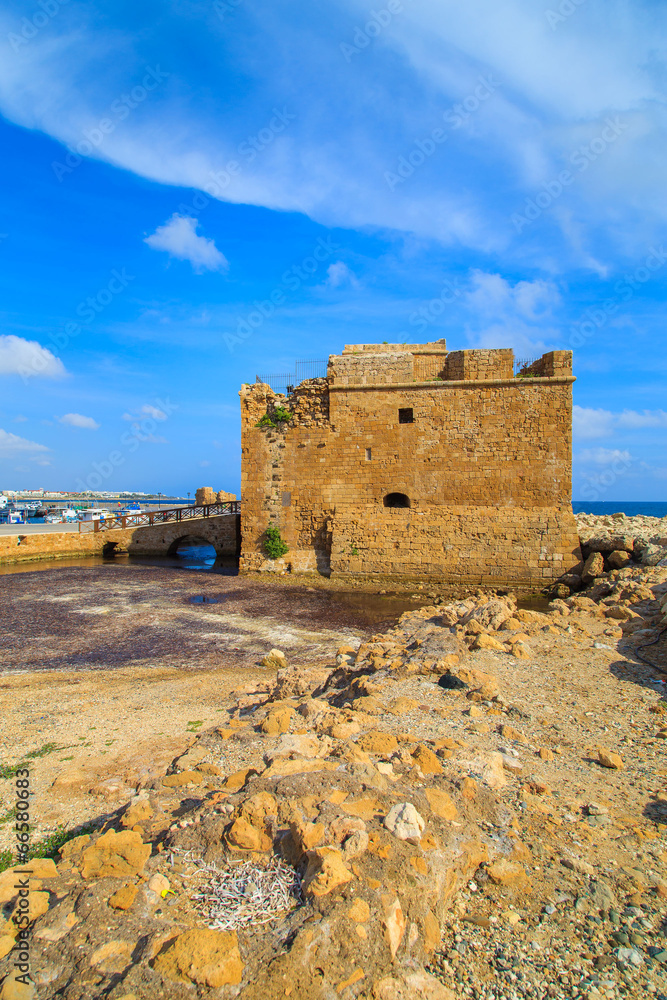 Castle in Paphos in warm sunset light, Paphos, Cyprus