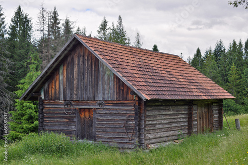 Old wooden barn,  Ukraine Carpathian © esvetleishaya