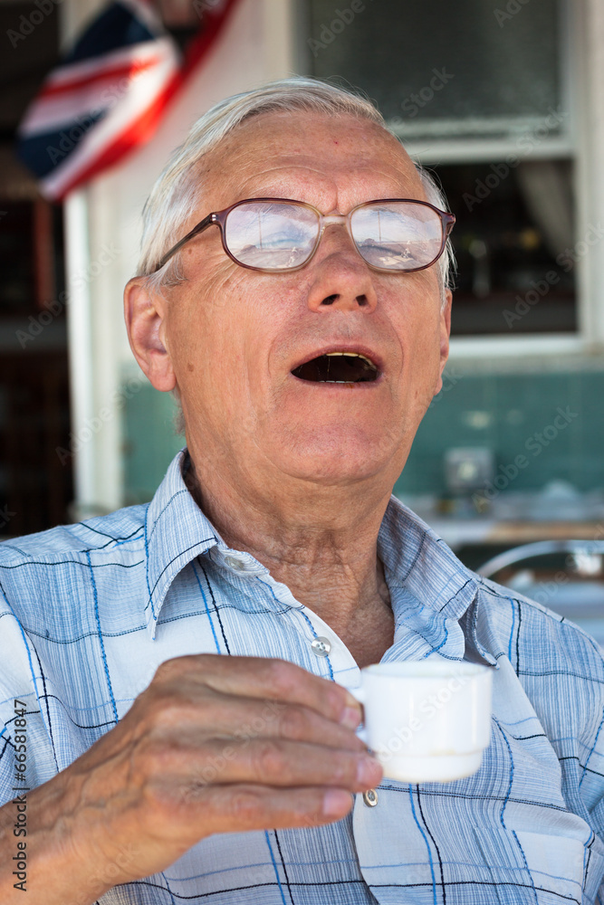 Senior man drinking coffee Senior man drinking coffee
