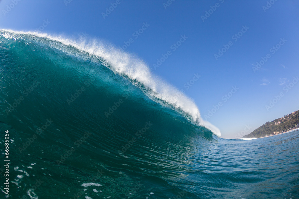Blue Wave Crashing Power Inside Swimming