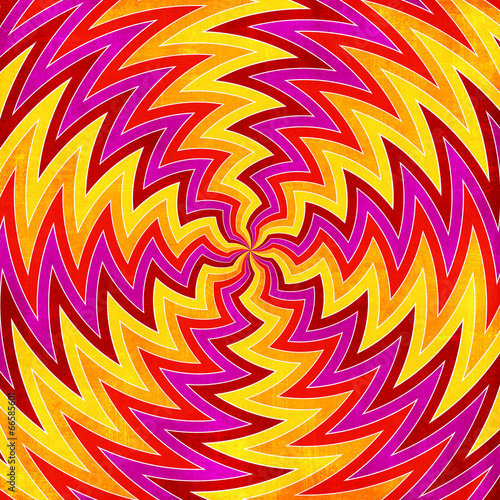 Sunburst rays of red, yellow, orange and pink swirls background