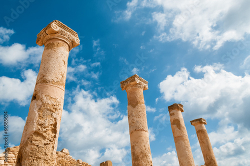 Photos Ancient Columns at archaeological site at Kato Paphos. Cyprus