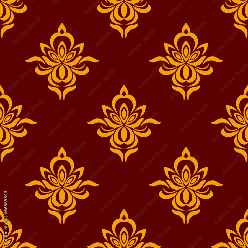 Maroon and orange seamless floral pattern Maroon and orange seamless floral pattern