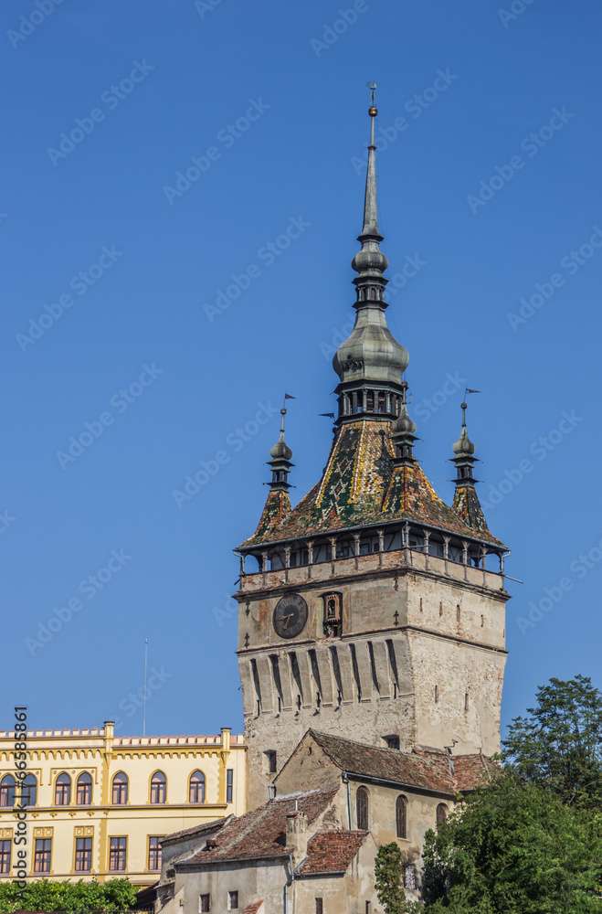 The clock tower of the citadel in Sighisoara