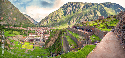 Ollantaytambo, old Inca fortress in the Sacred Valley in the And photo