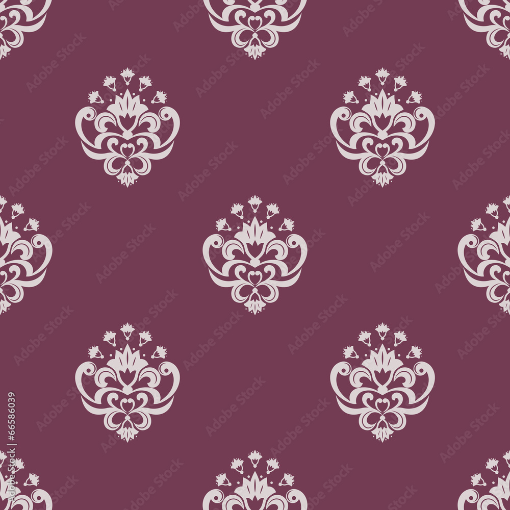 Purple and beige seamless floral pattern