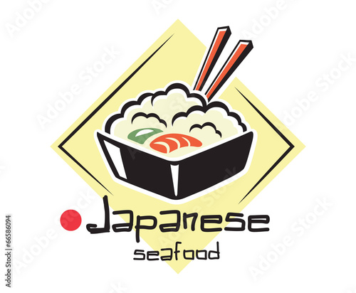 Japanese seafood label or icon