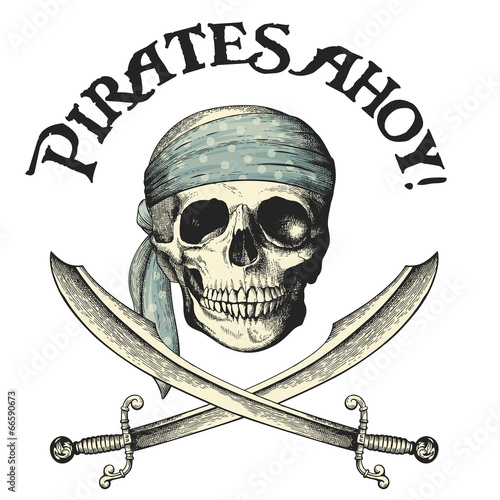 pirates symbol with skull and crossed sabers