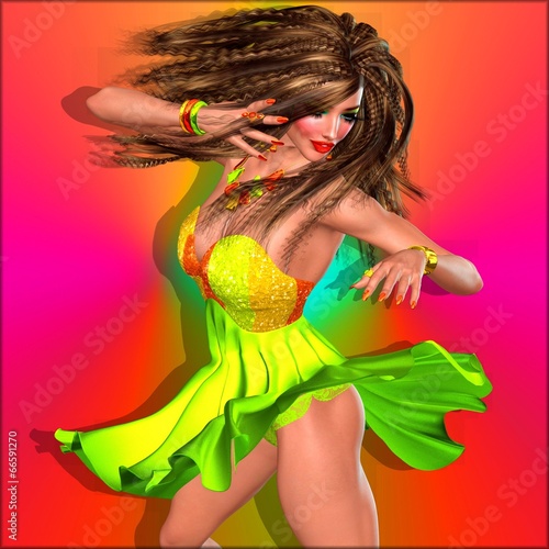 Female dancer,party girl, skirt.