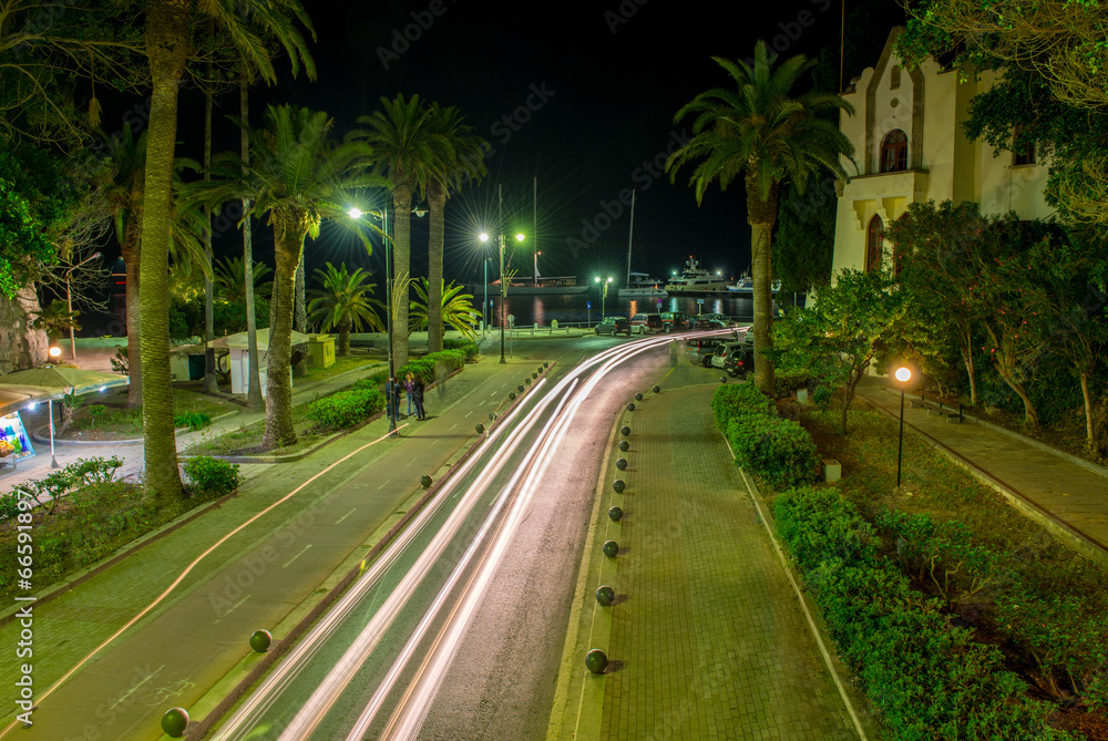 Beautiful city streets of Kos Island at night, Greece Beautiful city streets of Kos Island at night, Greece