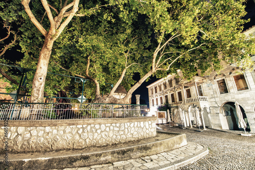 Tableau sur toile Hippocrates plane tree in Kos Island at night, Greece