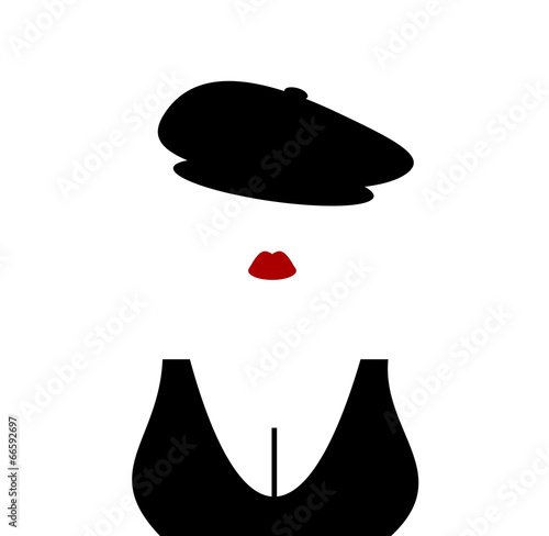 woman with vintage hat and low cut top showing cleavage