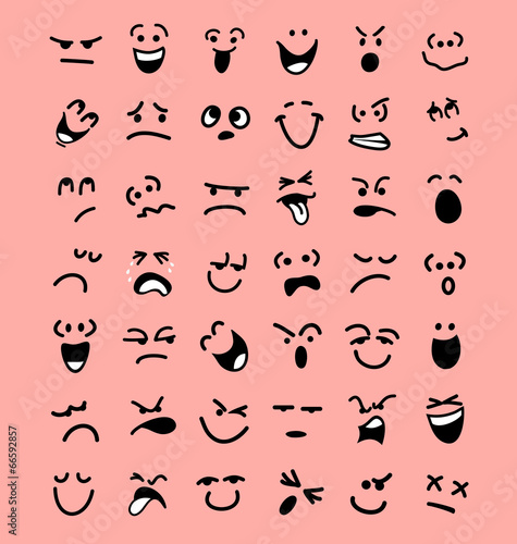 big set of cartoon facial expressions