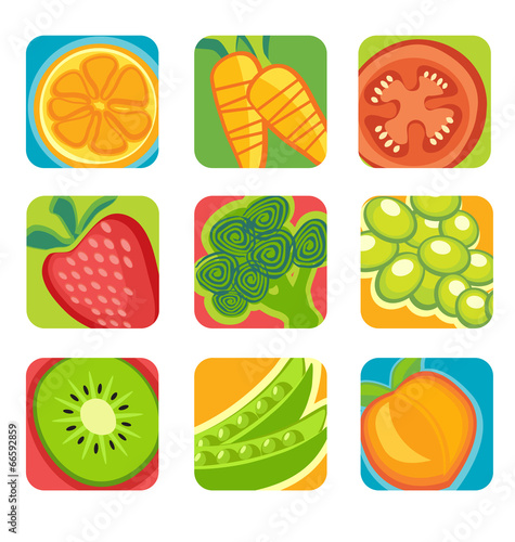 abstract fruit and vegetable icons