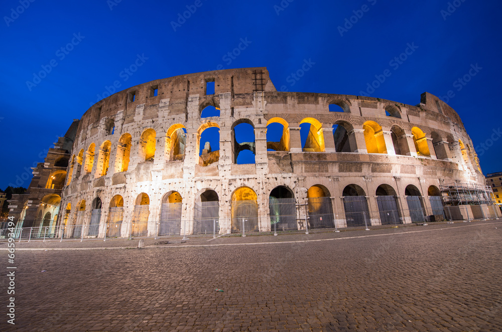 Rome, The Colosseum. Night view on a beautiful summer night