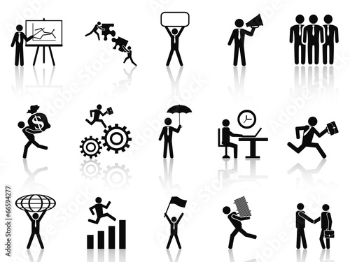 black working businessman icons set