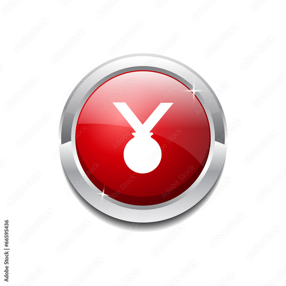 Medal Circular Vector Red Web Icon Button Medal Circular Vector Red Web Icon Button
