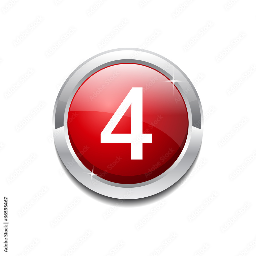 4 Number Circular Vector Red Web Icon Button 4 Number Circular Vector Red Web Icon Button