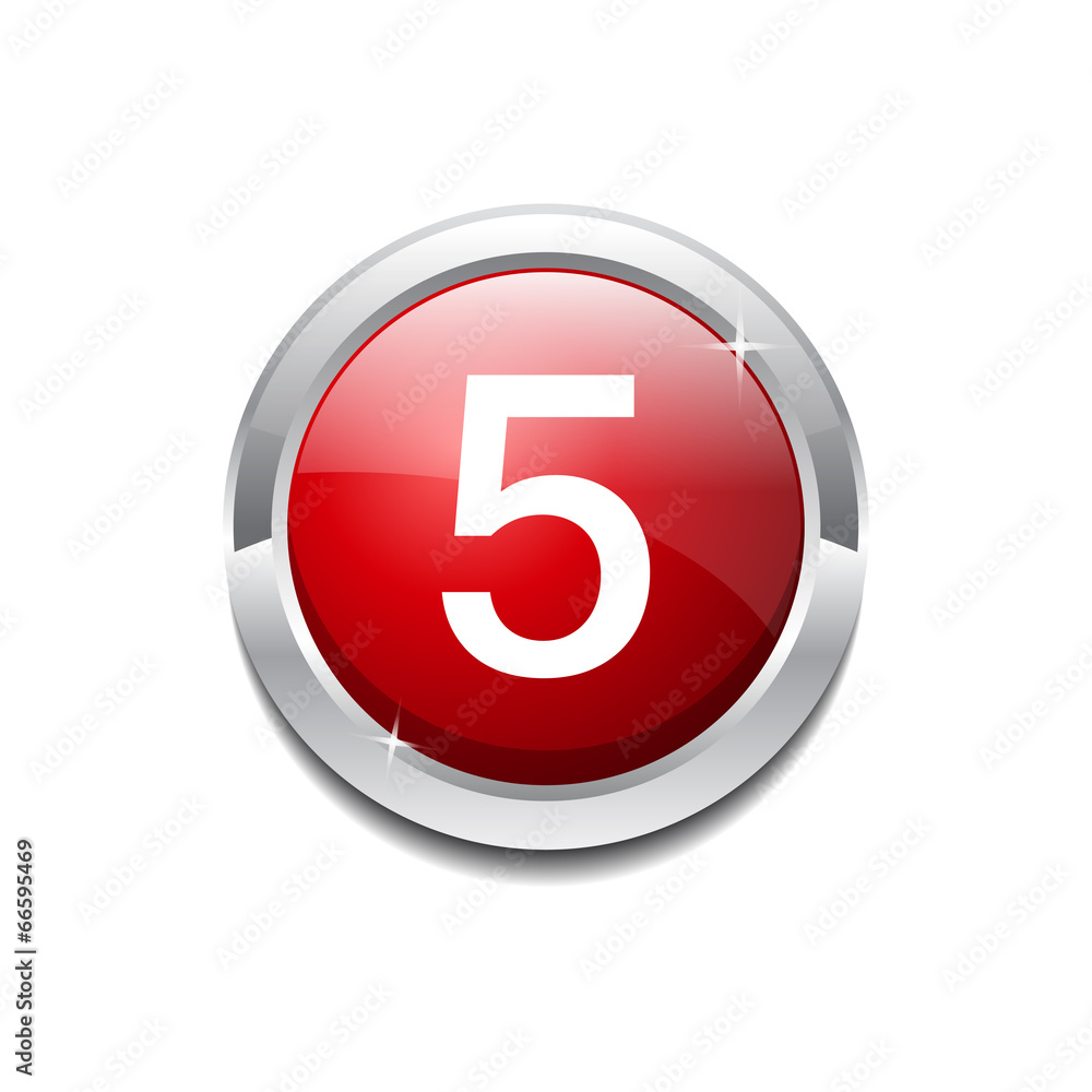 5 Number Circular Vector Red Web Icon Button 5 Number Circular Vector Red Web Icon Button