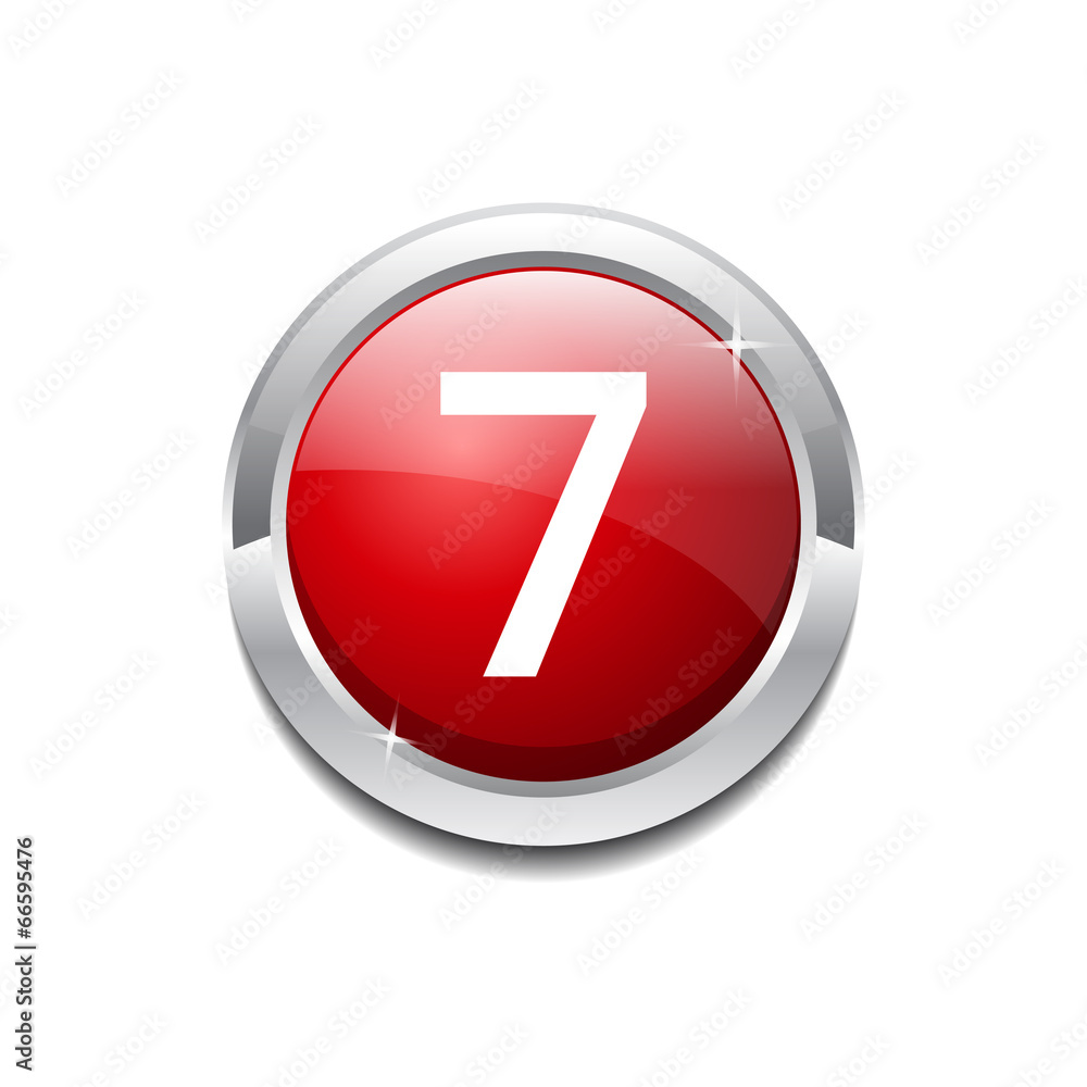 7 Number Circular Vector Red Web Icon Button 7 Number Circular Vector Red Web Icon Button
