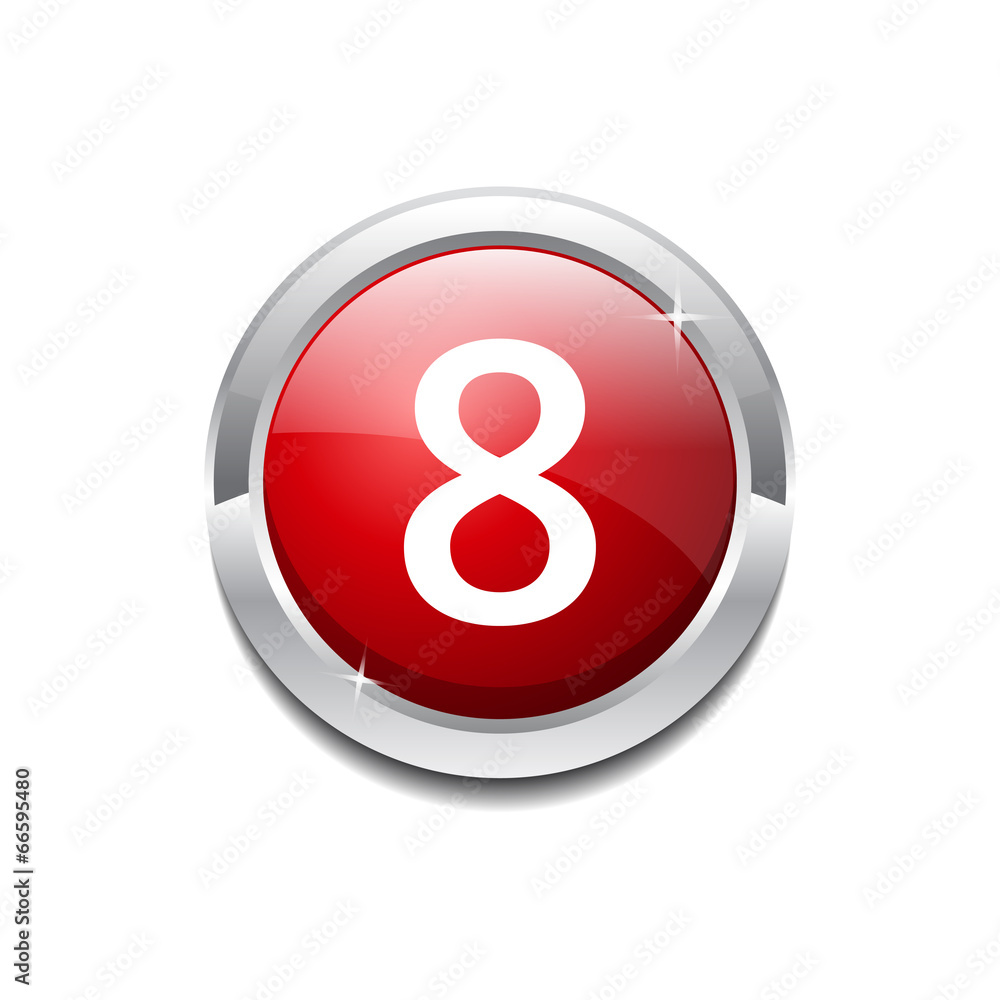 8 Number Circular Vector Red Web Icon Button 8 Number Circular Vector Red Web Icon Button