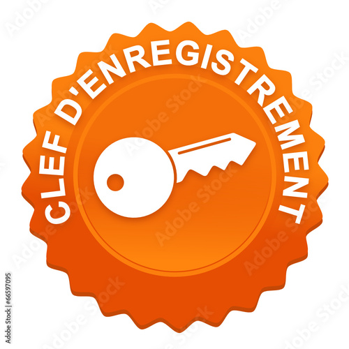 clef d'enregistrement sur bouton web denté orange