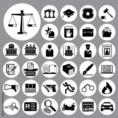 Law and police icon set