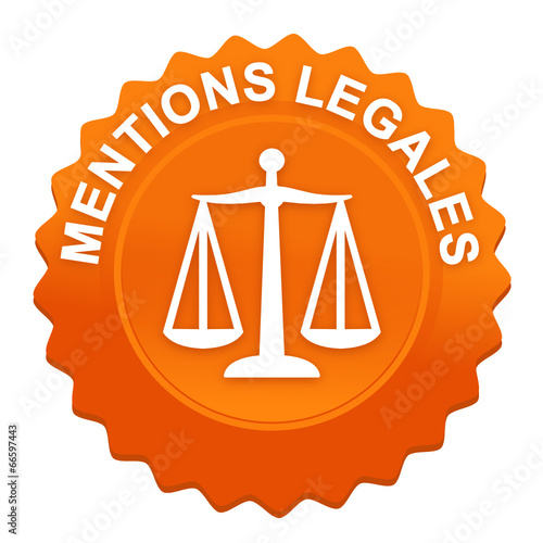 mentions légales sur bouton web denté orange