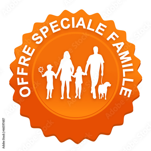 offre spéciale famille sur bouton web denté orange