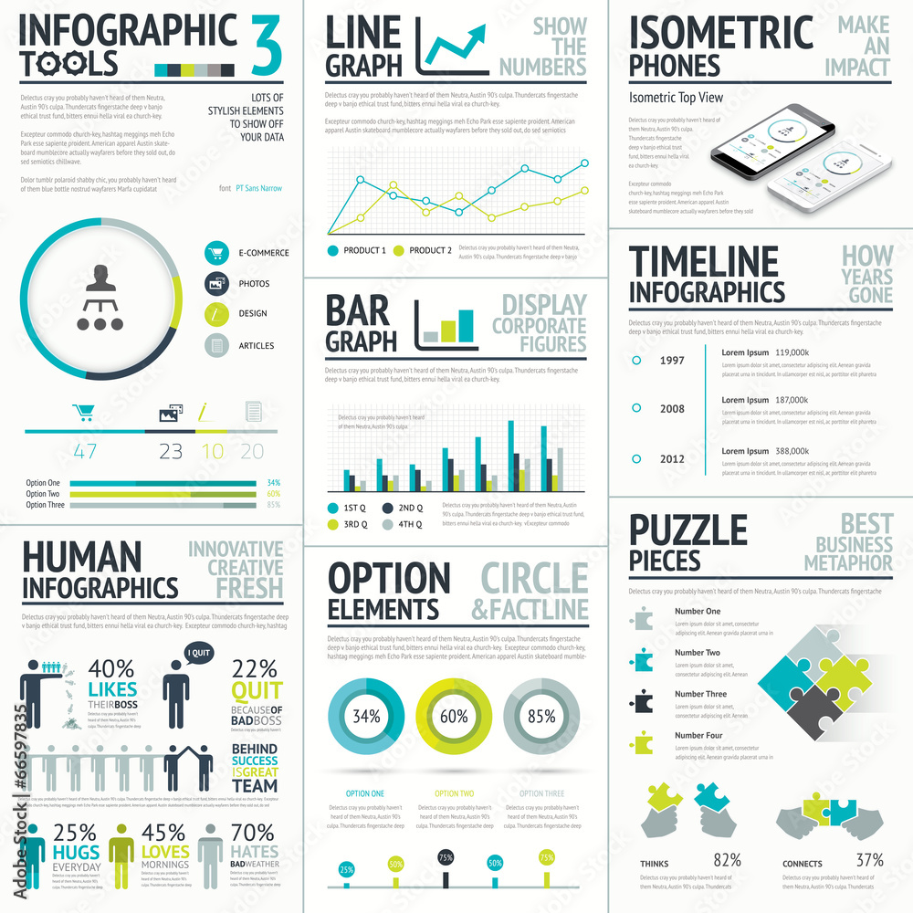 Business and human vector infographic element big set collection - obrazy, fototapety, plakaty 