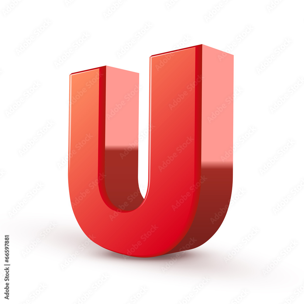 3d red letter U 3d red letter U
