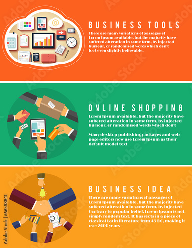 Icons for online shopping, idea, business tools