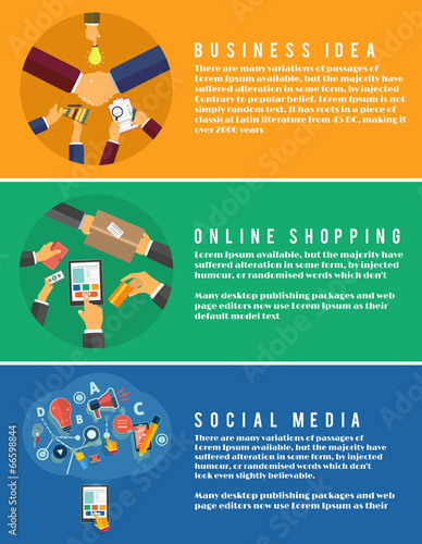 Icons for online shopping, idea,  social media