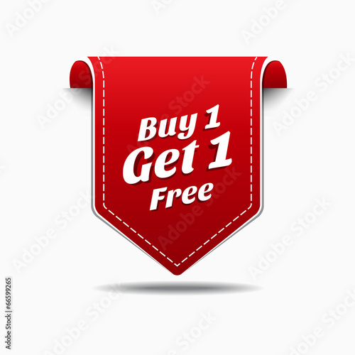 Buy 1 Get 1 Red Label Icon Vector Design