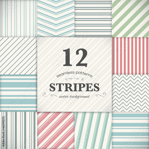 Set of 12 stripes and lines seamless vector texture backgrounds