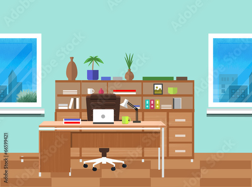 Modern office interior with designer desktop