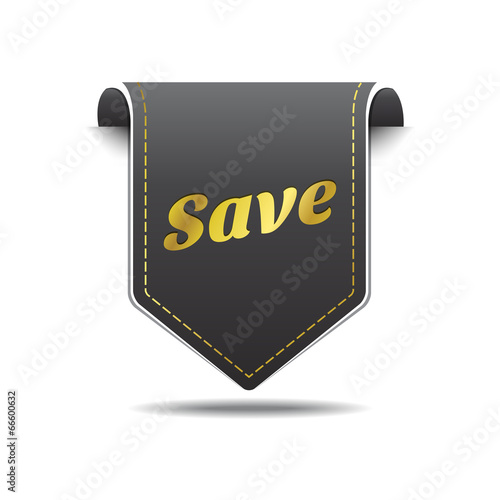 Save Gold Black Label Icon Vector Design