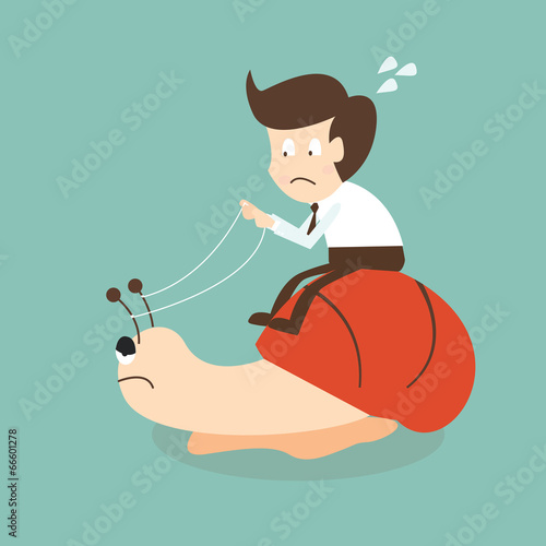 businessman riding snail