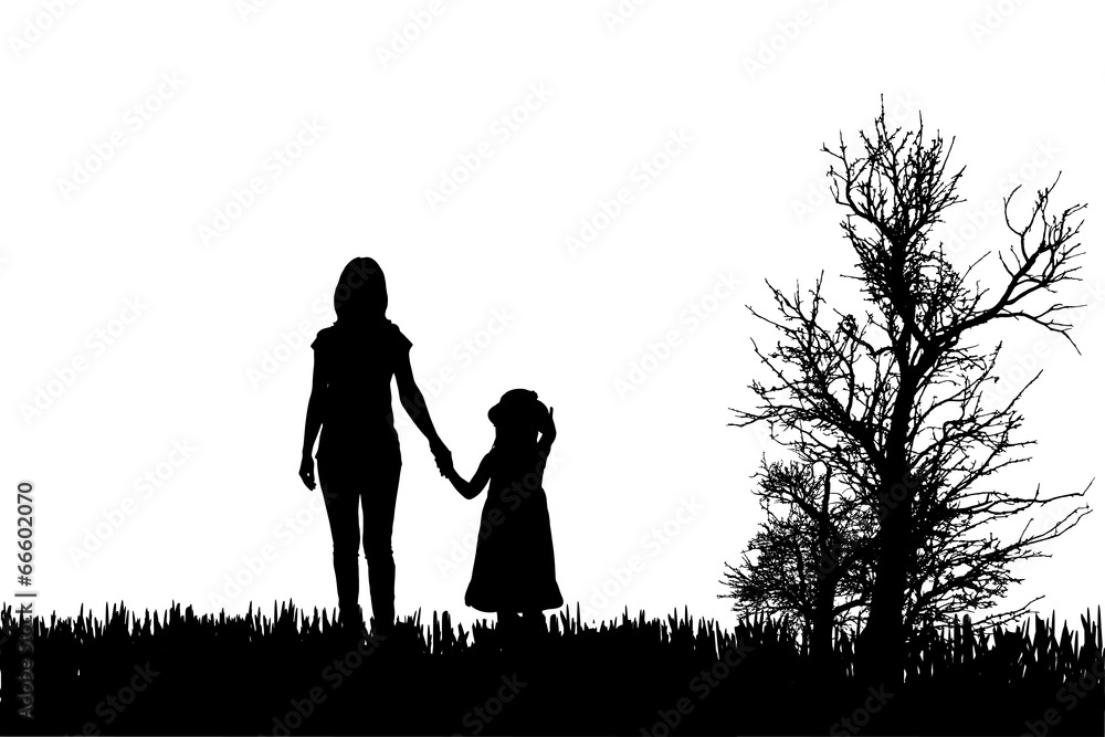 Vector silhouette of family.