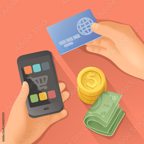 Payments, flat design vector illustration
