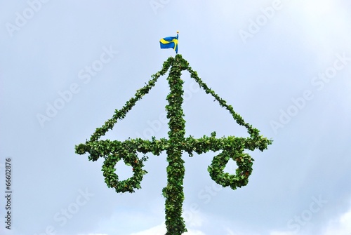 Swedish flag pole fixed to midsummer