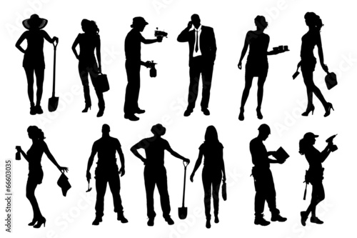 Vector silhouettes of different people.