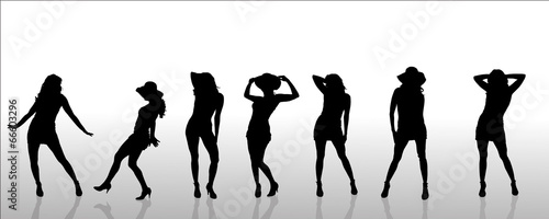 Vector silhouettes of sexy women.