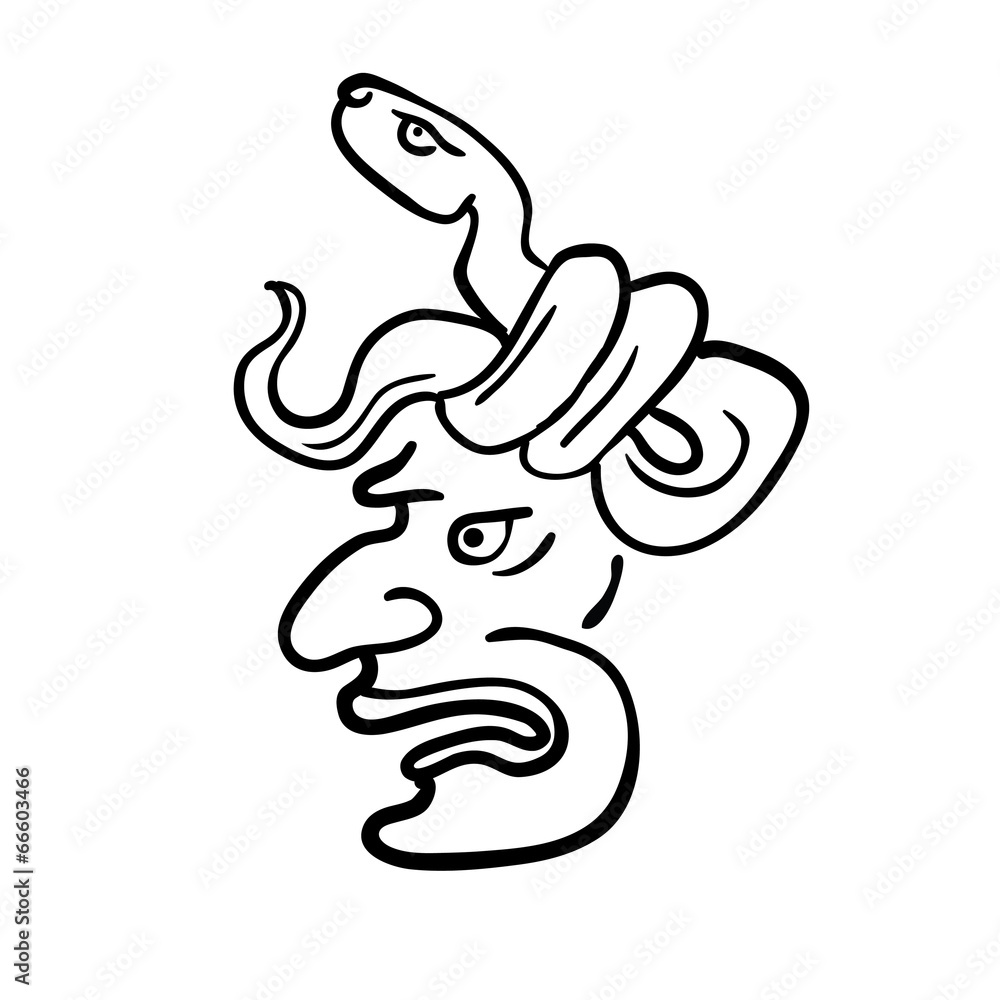 Face in style of Maya Indians, vector illustration Face in style of Maya Indians, vector illustration