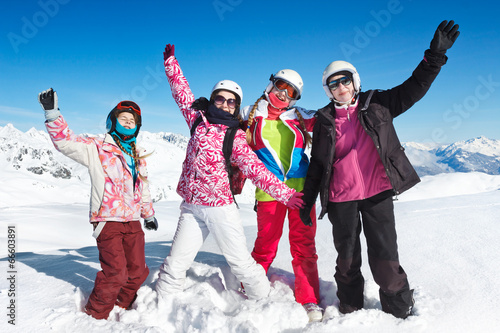 Canvastavla vacances ski neige en famille