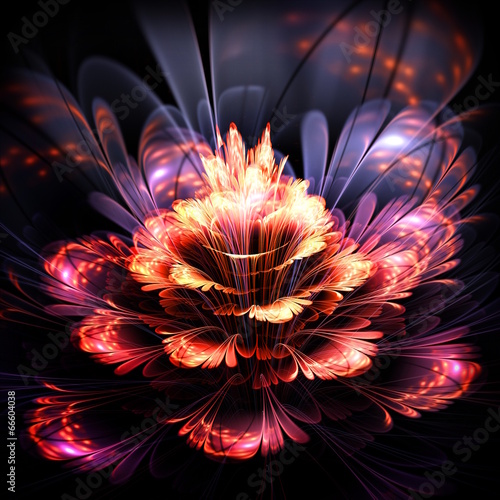 abstract orange and purple flower
